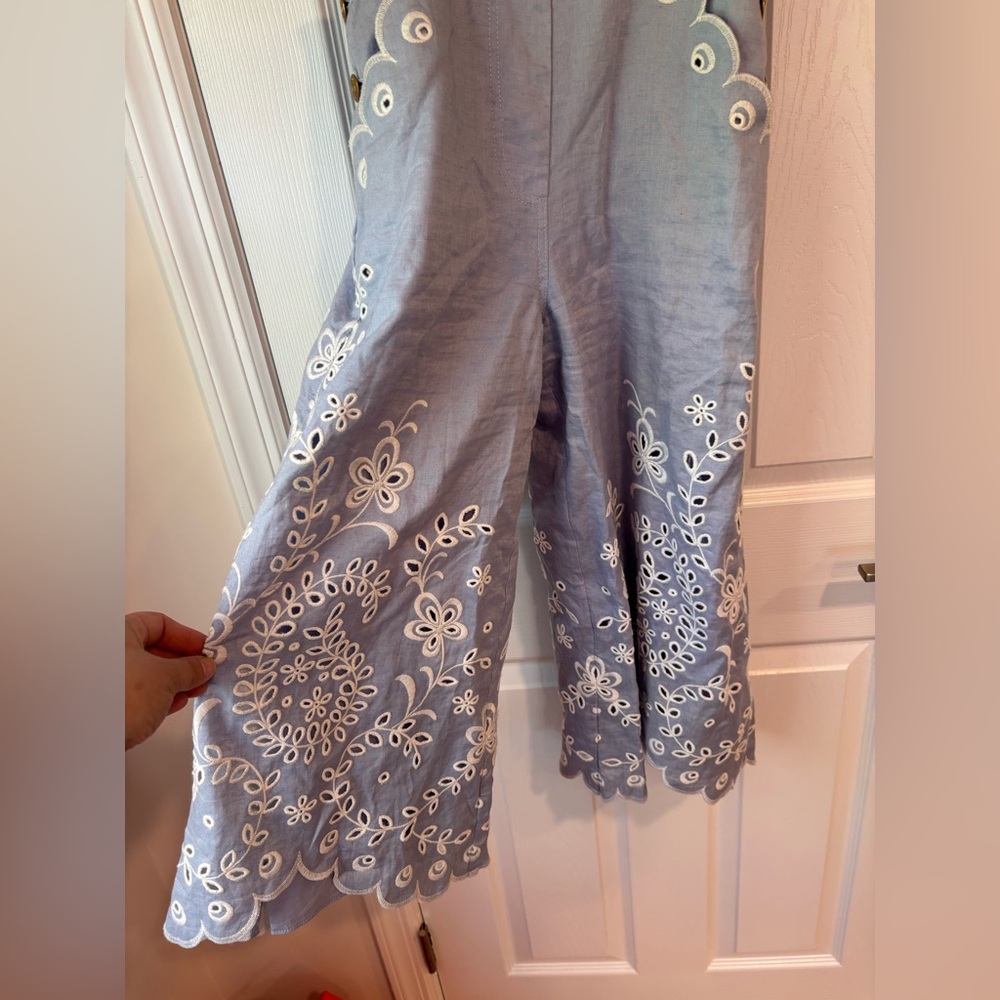 ZIMMERMANN Clover Cropped Broderie Anglaise Linen Jumpsuit size 0P - Picture 7 of 12